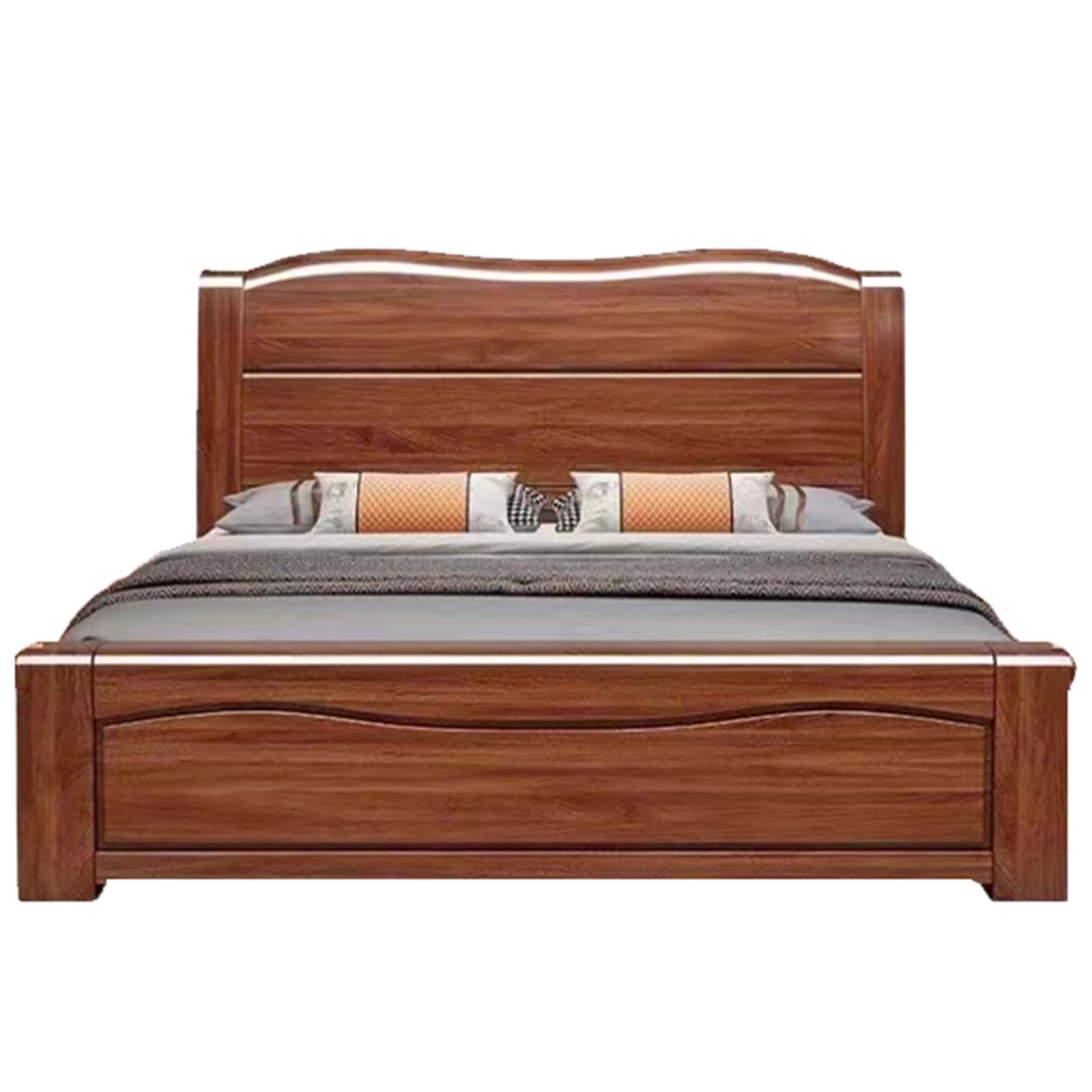 Wooden Modern King Size Queen Bed with Heavy Duty Wooden Slat Support Platform Bed Frame Noise-Free