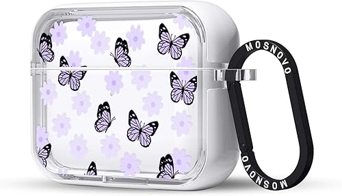 Miniatura 75 de MOSNOVO Funda protectora transparente para AirPods Pro 3, con anillo de metal duro de lujo de doble capa a prueba de golpes, diseñado para AirPods