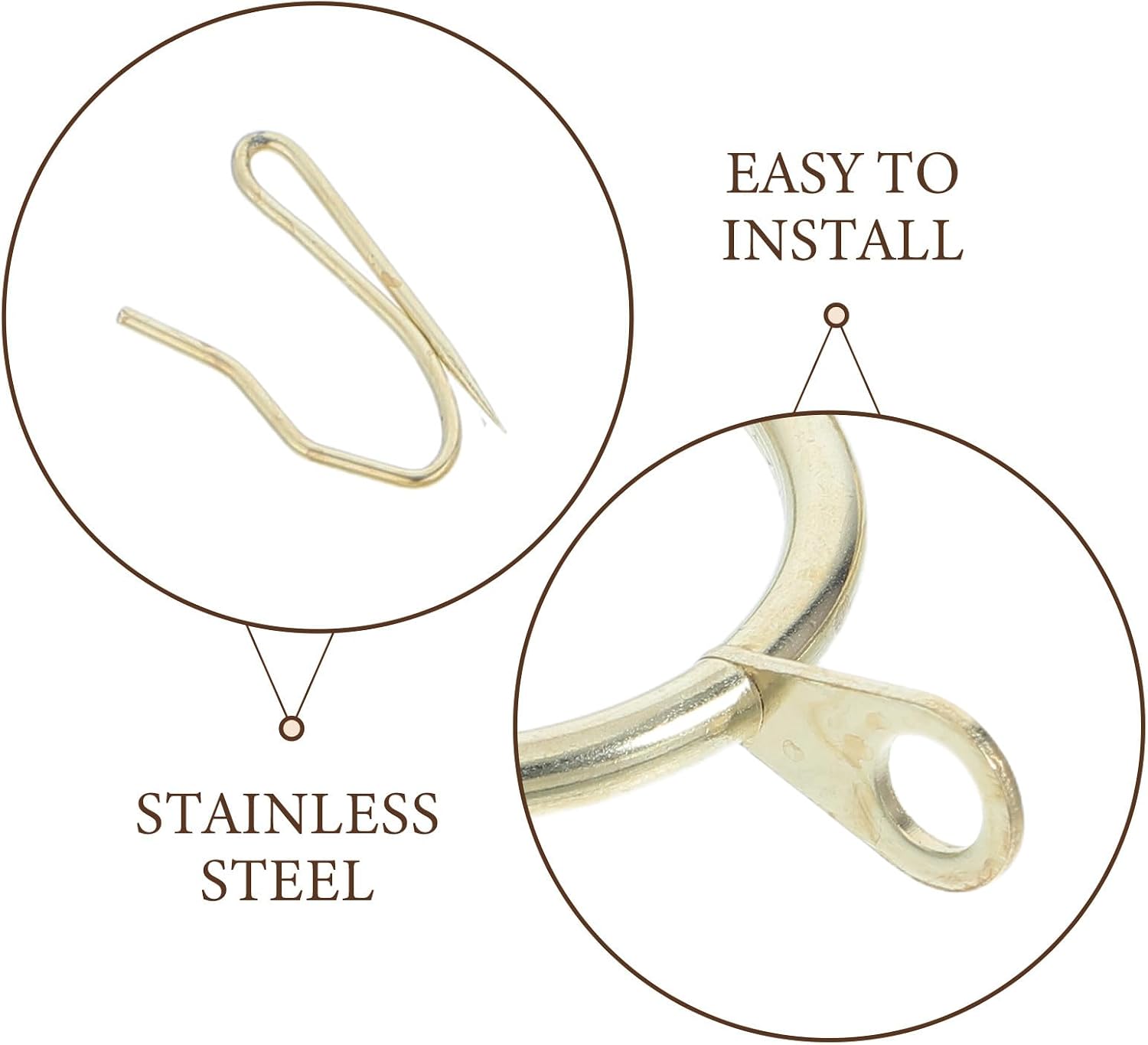 60 Sets Metal Curtain Rings with Curtain Hooks for Drapes and Metal Drapery Pin Drapery Hooks for Window Door Shower Bathroom Rings