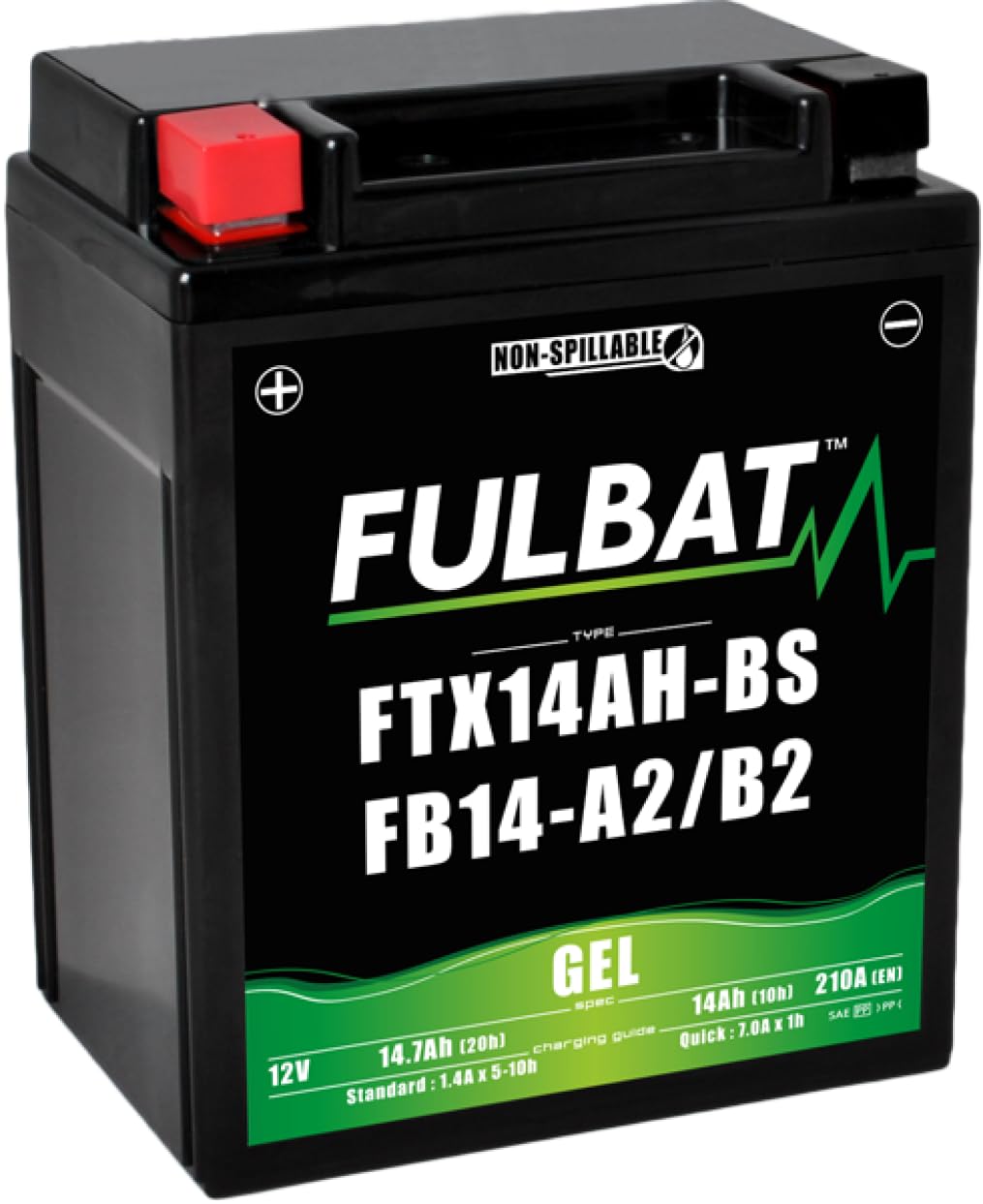 Fulbat - Batería Moto Gel YB14L-A2 / 12N14-3A 12V 14Ah