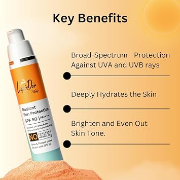 La.pinD'or Radiant Sun Protection SPF 50 (50 gm) | PA++++ | UVA/UVB Sunscreen Protection | Enriched with Shea Butter, Niacinamide & Hyaluronic Acid | Sunscreen SPF 50 for All Skin Types