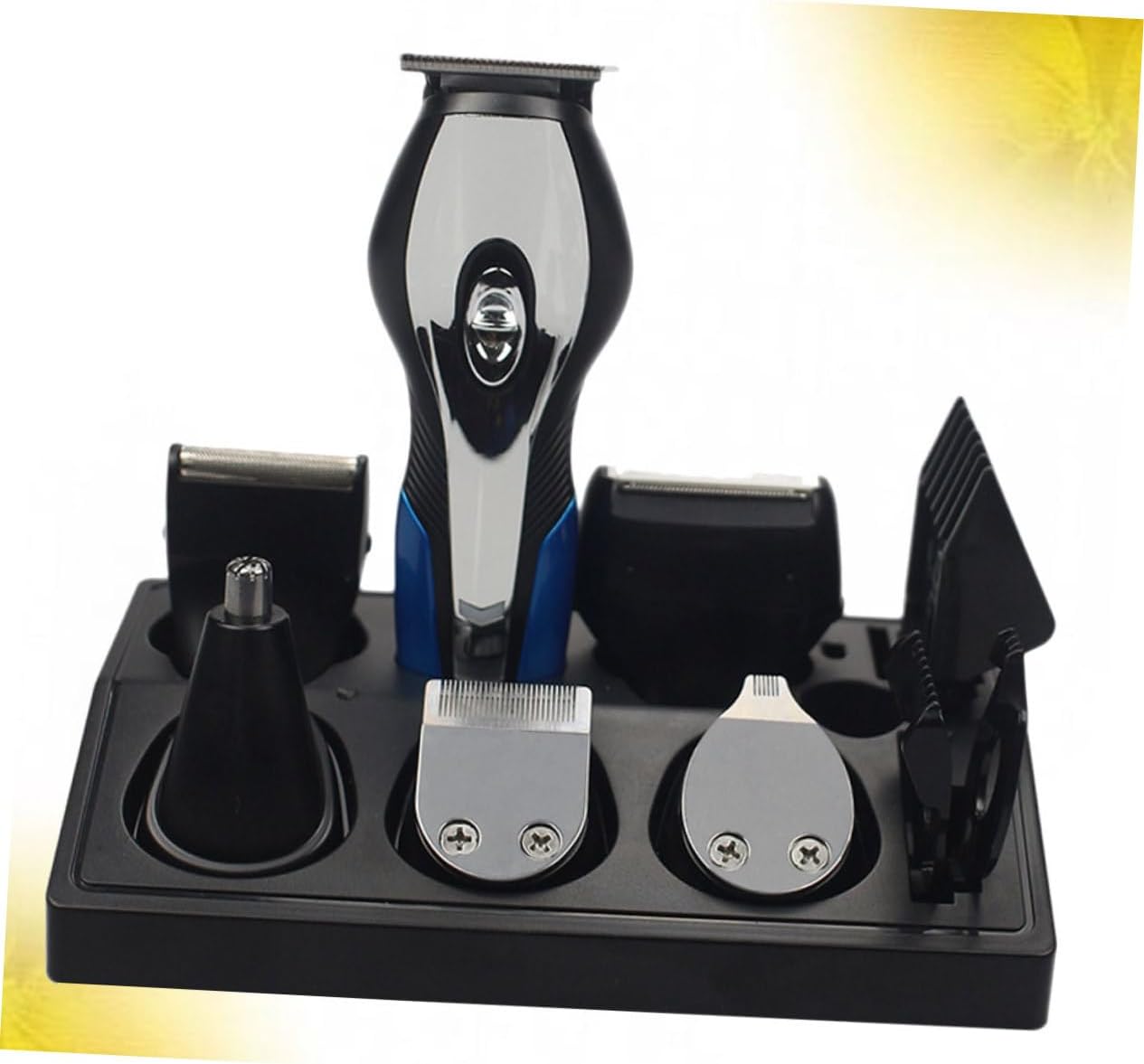 FRCOLOR 1Pc USB Rechargeable Multi Function Grooming Kit for Men Hair Clippers Beard Trimmer Nose Hair Shaver Compact Design Blades Efficient Facial Grooming Set Black