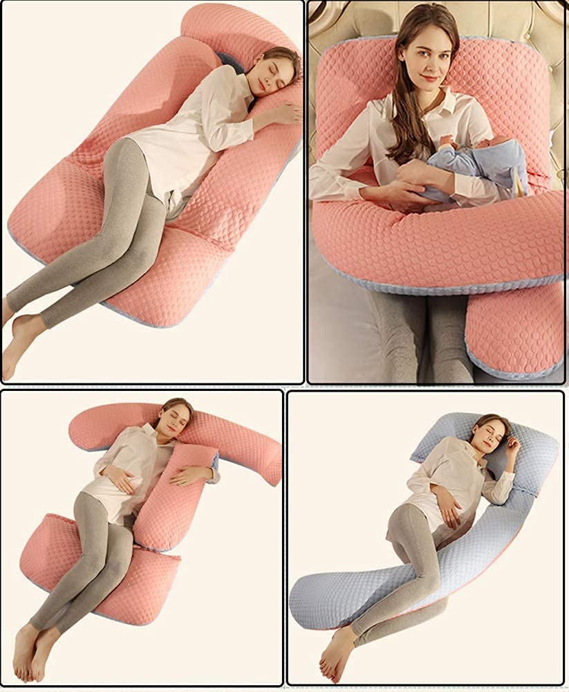 Almohada de Maternidad de Cuerpo Completo en Forma de U para Mujeres Embarazadas con Funda Premium Lavable, Año Nuevo(Color:D)