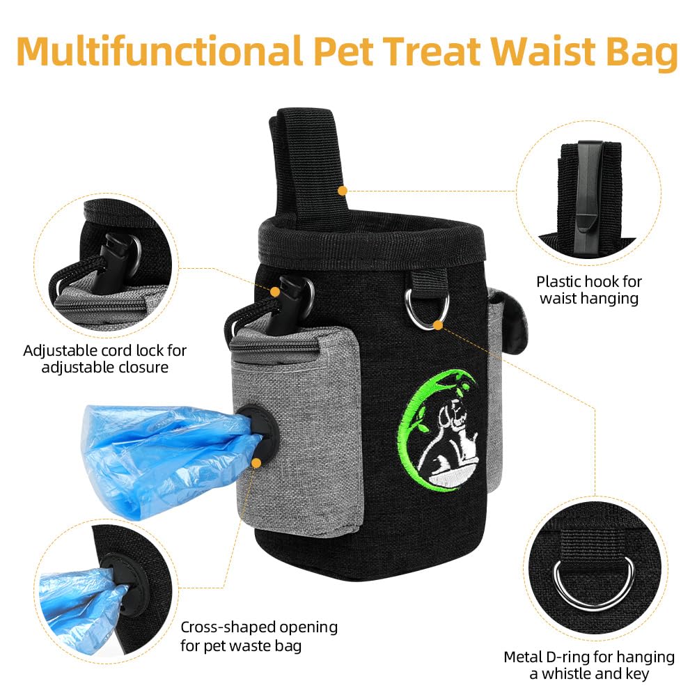 Adiwo Small Dog Treat Bags, Dog Treat Pouch Bag Including Waist Belt and Training Clicker, Adjustable Drawcord Closure - Image 4
