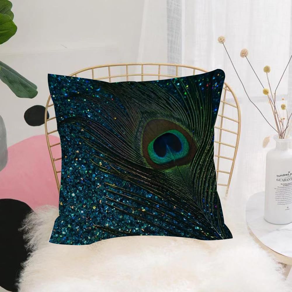Hyosxw Peacock, The Dazzling Diamonds And Flowing L - A9 Cushion Cover,Throw Pillow Case Home Decorative For Living Room Bedroom Sofa Chair 18X18 Inch,Peacock, The Dazzling Diamonds And Flowing Light In The Peacock’s Eyes,Pillowcase 45X45cm