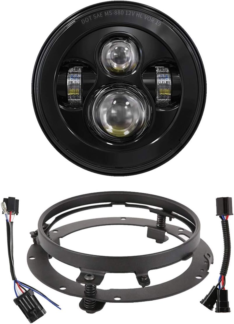 7 Inch Daymaker LED Headlight With Mounting Bracket Ring + Wire Harness For Harley Davidson 1994-2018 Road King Road Glide Street Glide Electra Glide Ultra Limited Fat Boy Motorcycle Headlamp