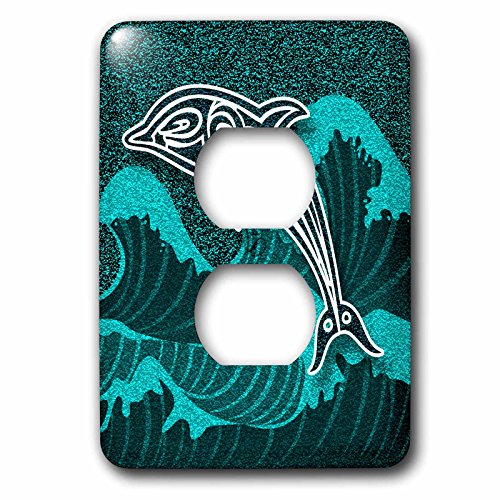 Placa para toma de corriente de 2 enchufes con diseño de delfines 3dRose LSP 210642 3