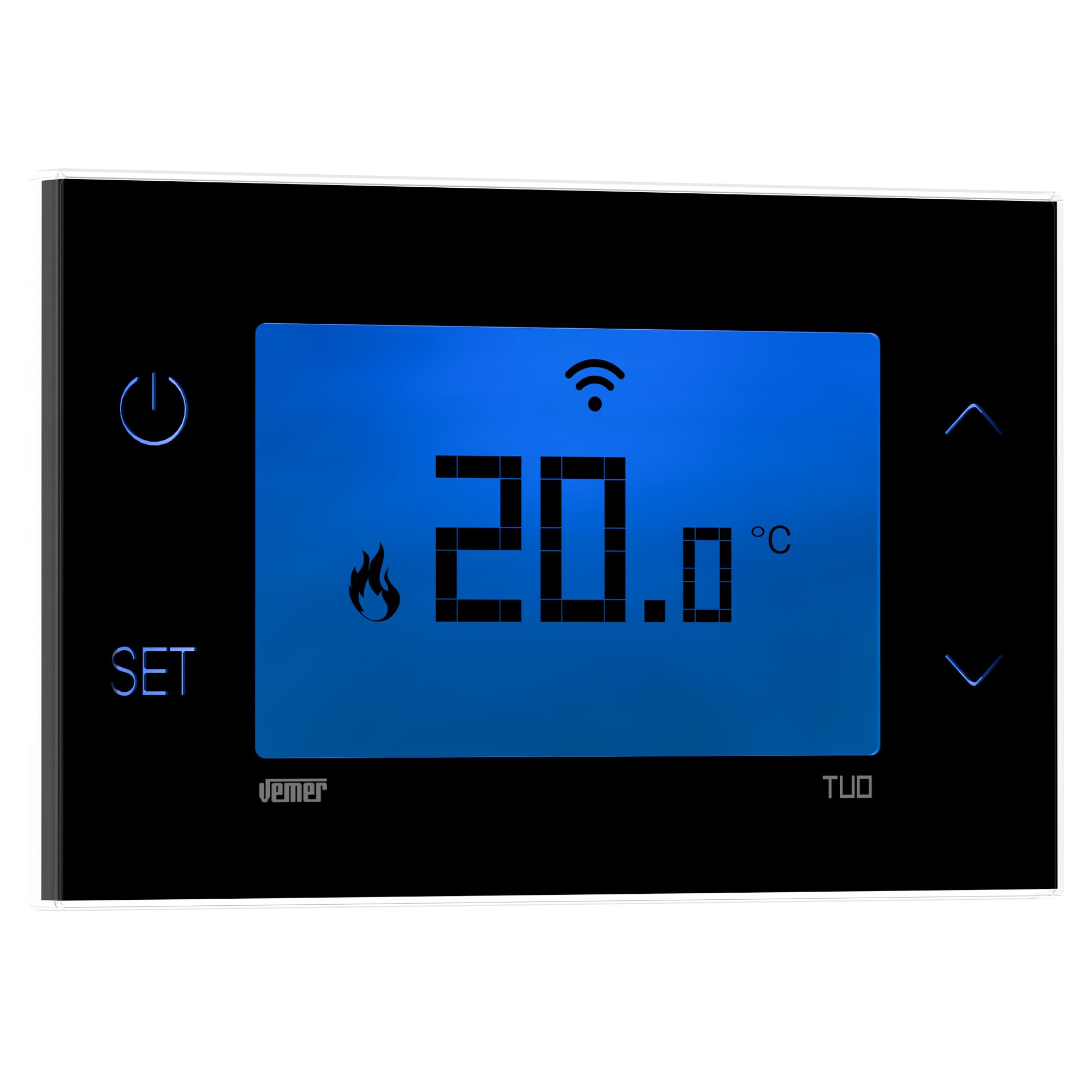 VEMER VE801200 TUO GO WiFi - WLAN Raumthermostat für Heizung, Smart Thermostat mit App, Heizungssteuerung mit Wochenprogramm, Bluetooth Einrichtung, 230V Wandmontage, Schwarz