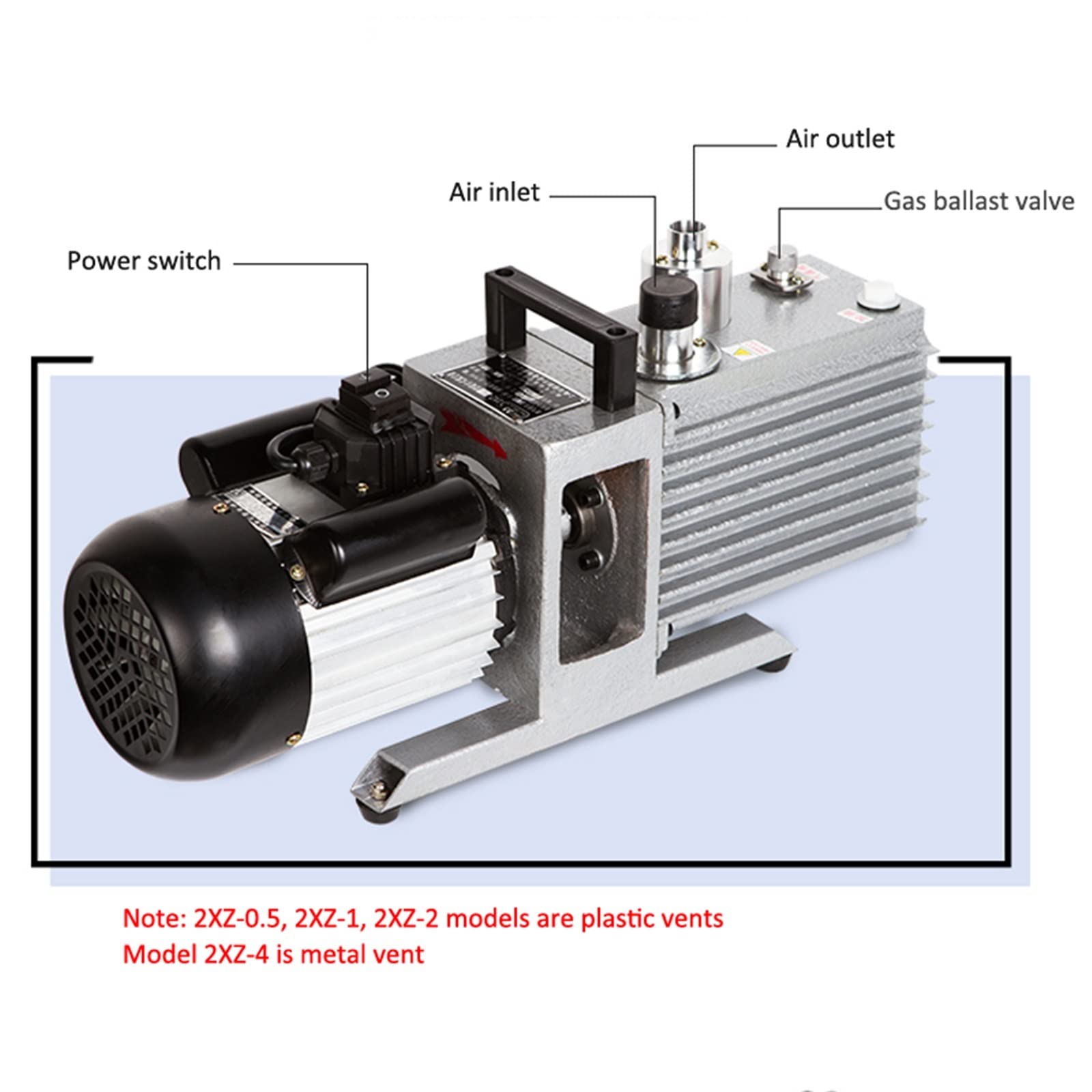 Pompa Perystaltyczna, 1400rpm Obrotowa Łopatkowa Pompa Próżniowa Dwustopniowe Laboratorium 2XZ-2 Małe Pompowanie Szeroko Stosowane Wizualny Miernik Oleju 370W 1 Sztuk