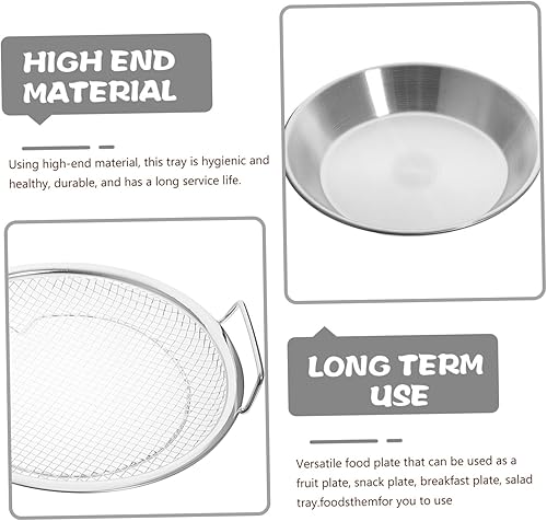 Miniatura 5 de PRETYZOOM 1 juego de bandeja de drenaje de malla colador de alimentos colador de cocina colador de aceite sin humo parrilla sartén aperitivos
