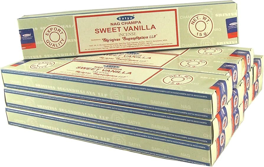 Sathya Nag Champia Sweet Vanilla Incense Sticks 15G I Used for Aromatherapy, Spa, Yoga, Weddings, Meditation, Healing, Positivity and Relaxation I Pack of 12