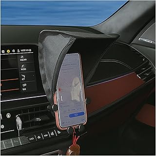 Car Smartphone Sunshade, Foldable Anti-Glare Cell Phone Sun Protection Umbrella, Universal High Elasticity Skeleton Auto Smartphone Heat-Insulating Sun Cover Accessory for Most Cars (Black)