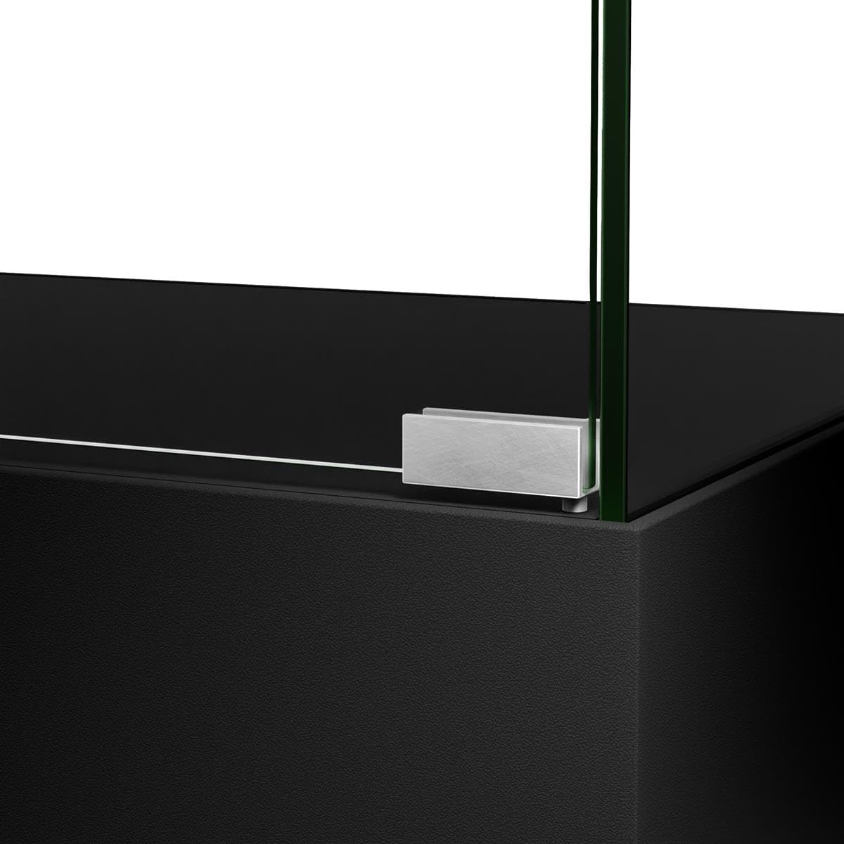 Displays2go Tempered Glass Frameless Design Display Case with 4 Shelves and Black Laminate Base, 31 x 71 x 15-3/4-Inch (IFDC8040BK)