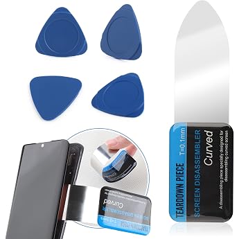 Stainless Steel Curved Spudger for Repair for iPhone Samsung Xiaomi Huawei Tablet Ultra-Thin 0.1 mm Tools for Repair of Warp Screens Metal Crowbar and Triangular Spudger