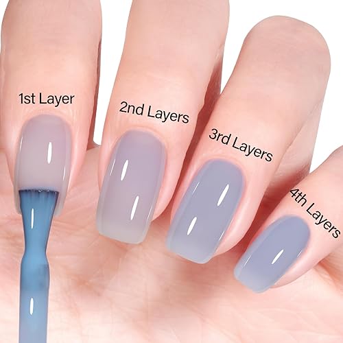 Vista 47 de AILLSA Esmalte de uñas de gel amarillo otoñal, esmalte de gel de hojas de otoño, esmalte de gel neutro translúcido nude de larga duración