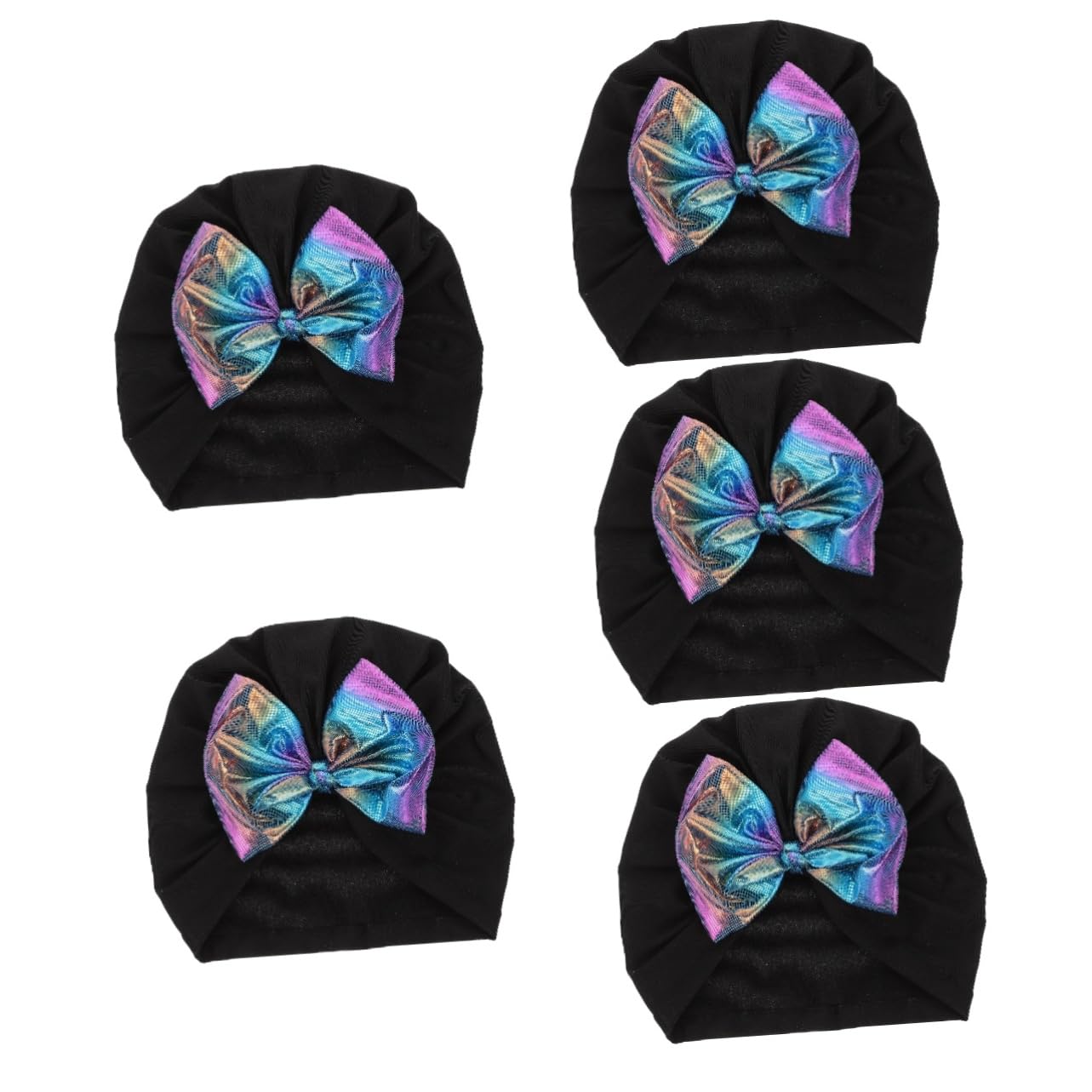 BESPORTBLE 5pièces Bonnet De Natation Décoratif Chapeau De Bain Cheveux avec Nœud Brillant Bonnet Adulte Nylon Facile à Porter pour Piscine Et