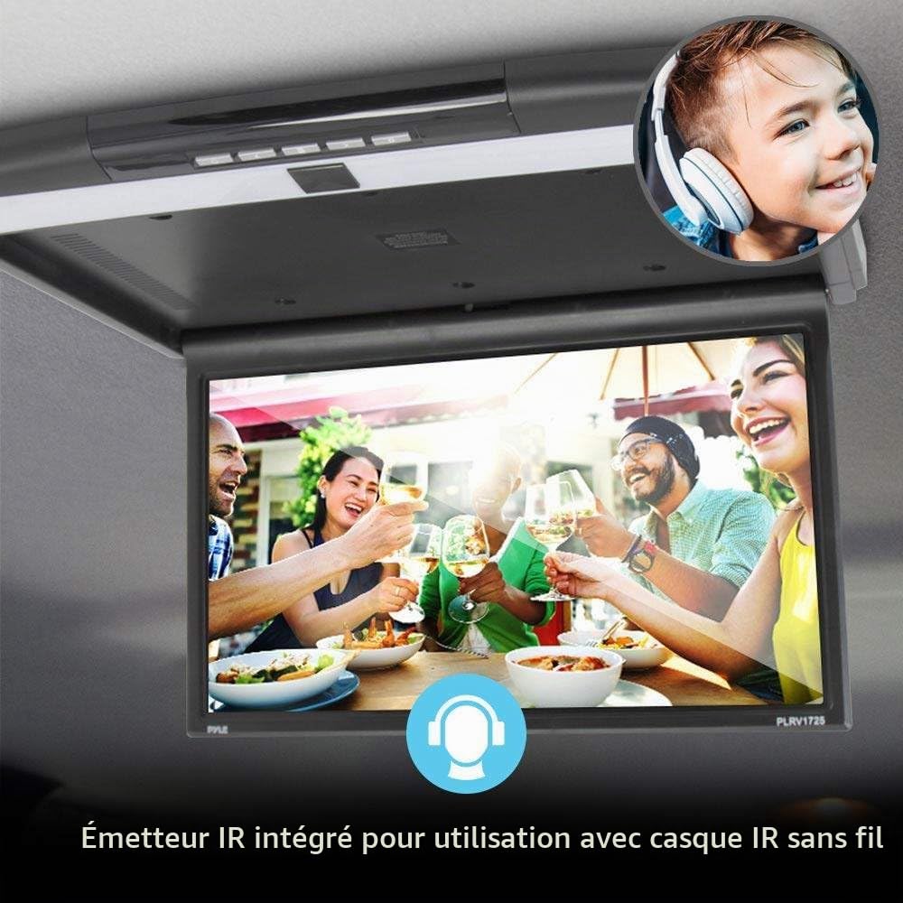 Heumbio ÉCran De Voiture Mp5 Monté Au Plafond De 17.3 Pouces, TV MontéE Au Plafond pour Bus Mp5 Hdmi 1080P, Lecteur VidéO De Voiture 16:9,Black