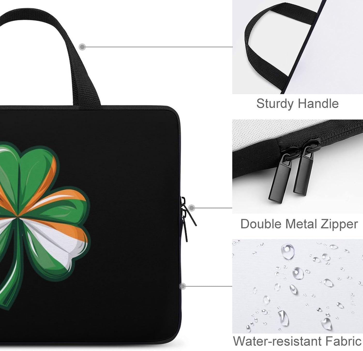 Irish Shamrock Laptop Bag Print Computer Sleeve Case Protector Briefcase Totes for Women Men