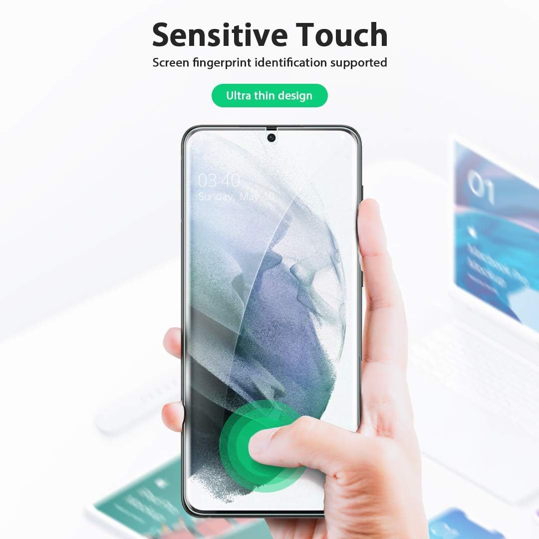 3 Pack LϟK Screen Protector Compatible with Samsung Galaxy S21 Plus 5G 6.7 inch, Full Coverage, Case Friendly, Bubble-Free, Flexible TPU Film, Locate Tool Precise Alignment - Gray