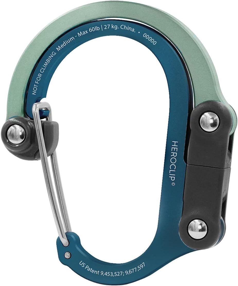 Gear AID HEROCLIP 360° Swivel Carabiner Gear Clip and Hook (Medium) for Camping, Backpack, Suitcases and Garage Organization