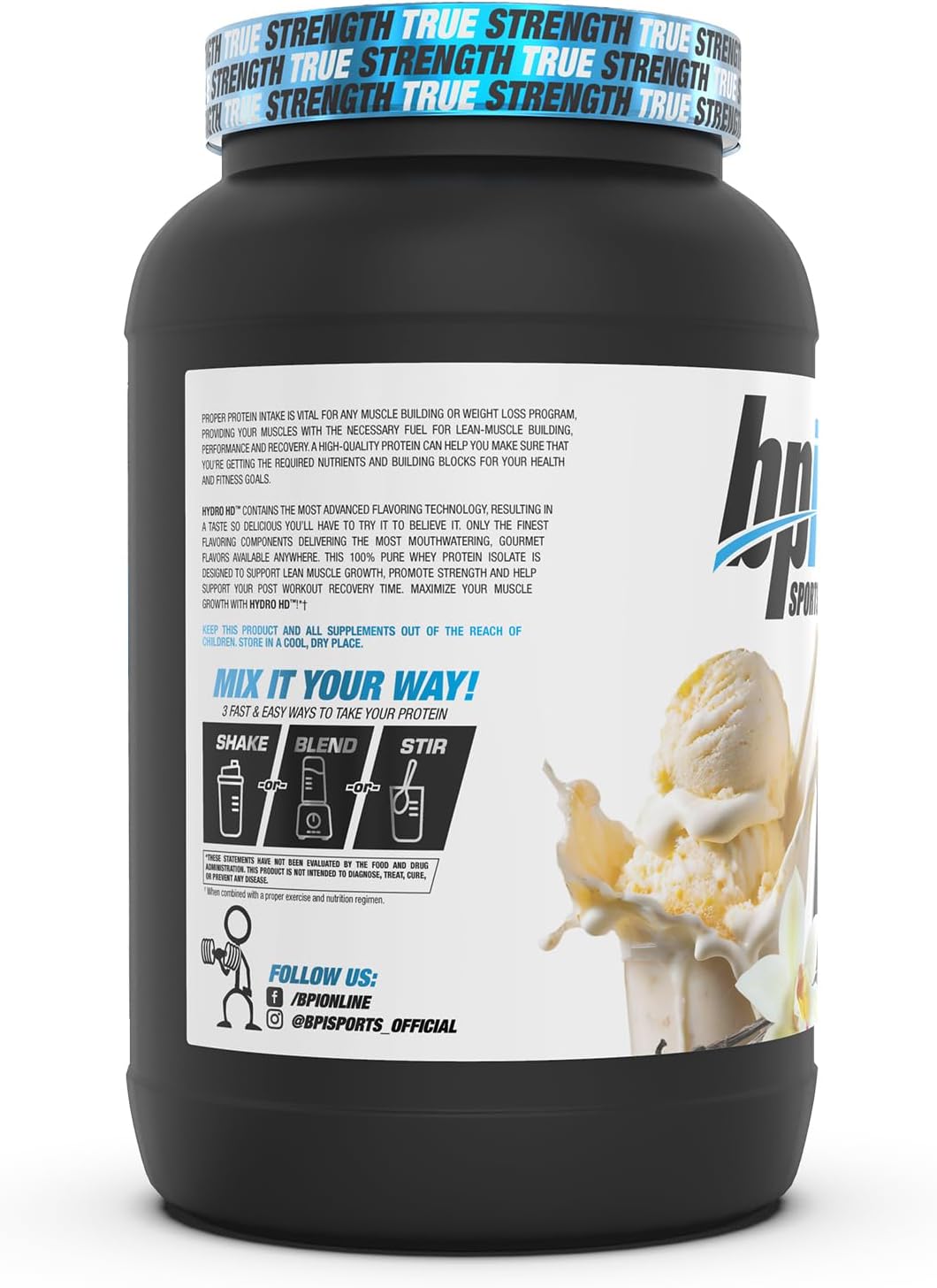 BPI Sports Hydro HD - 100% Hydrolyzed Whey Protein Powder - Muscle Growth, Recovery, 25g of Hydrolyzed Protein, Low Carb, Low Sugar, Fast Absorbing (23 Servings, Vanilla Ice Cream) - Image 3
