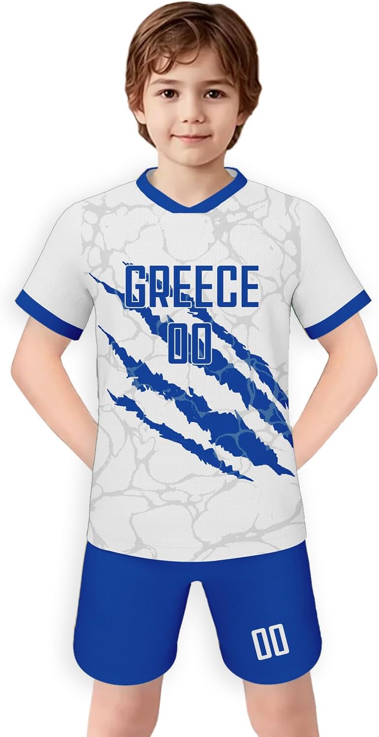 Custom 3-14Y Kid Youth European Soccer Jersey with Team Name Number Logo Personalized Football Suit Hip Hop Sports Shirt Gift
