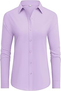 Button Down Shirts Dress Shirts for Women Long Sleeve Womens Work Shirts Regular Fit Cotton Dress Shirts - Buy now