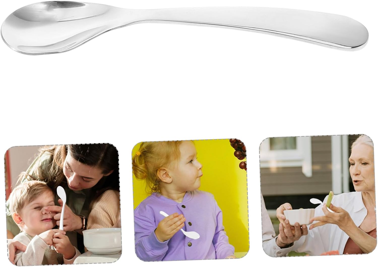 Portable Stainless Steel Training Spoon for Boy Girl and Elderly Ergonomic Design for Correct Eating Habits Lightweight Food Feeder Utensil for Easy Use the Go