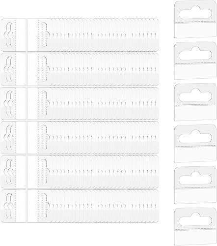 Miniatura 11 de Paquete de 200 etiquetas colgantes de plástico con ranura transparente, pestañas autoadhesivas para colgar, etiquetas colgantes de plástico