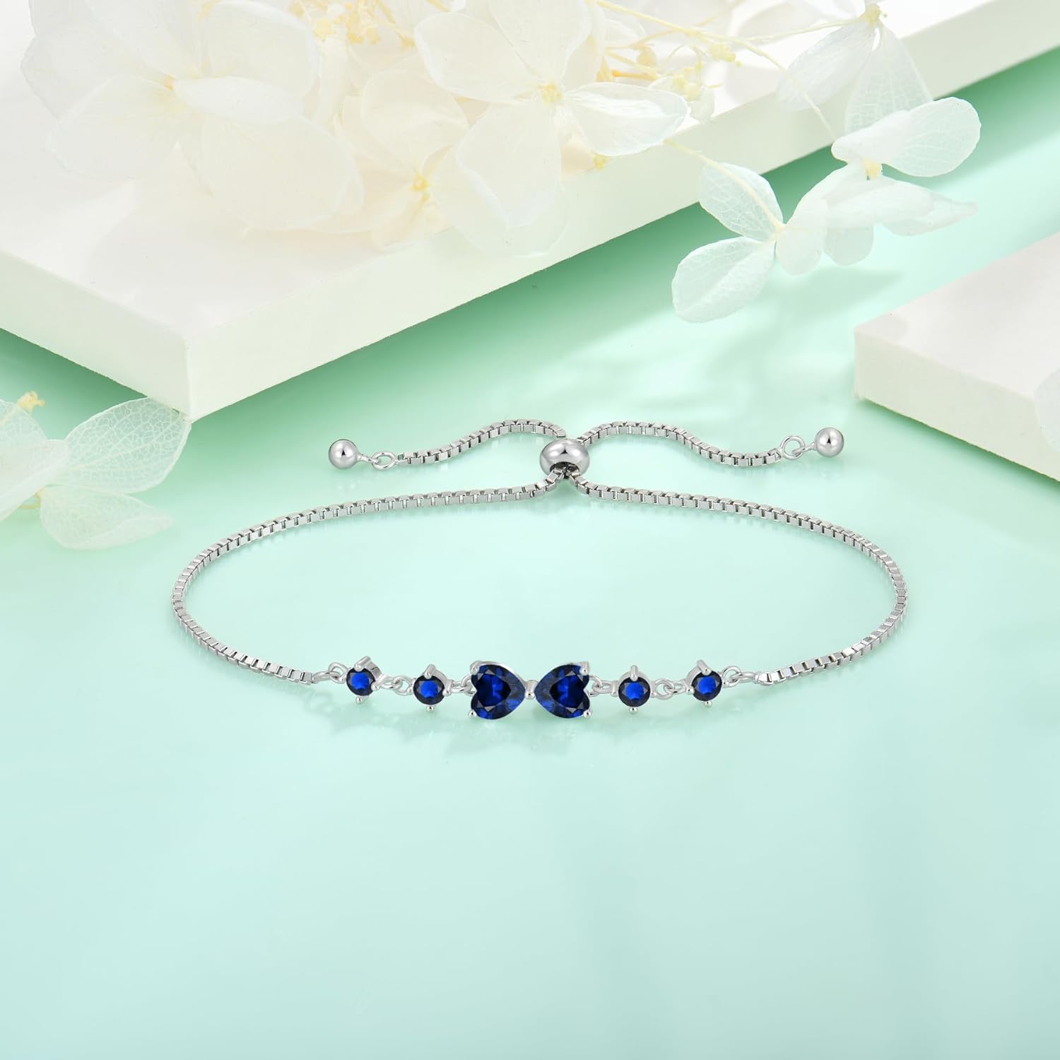 STARCHENIE Heart Bracelet for Women 925 Sterling Silver Birthstone Bracelet Adjustable Jewelry - Image 3