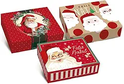 Kit com 10 Caixas Para Presente, Cromus, Estampas de Natal, Retangular, 17x13,5x4,5 cm
