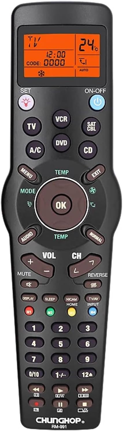 Universal 6 in 1 Multifunctional Remote Control (1 Piece) Compatible with TV/Set-Top Box/Air Conditioner/CD/DVD Player/Audio Channel CHUNGHOP RM-991