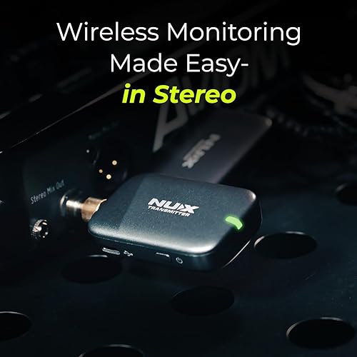 Miniatura 2 de NUX B-7PSM - Sistema de monitor inalámbrico intrauditivo de 5.8 GHz, IEM estéreo, estuche de carga incluido, transmisión de audio estéreo, diseñado