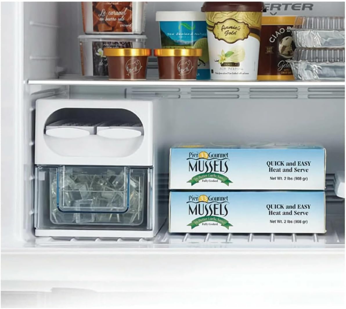 Close-up of the Movable Twist Ice Tray in the freezer