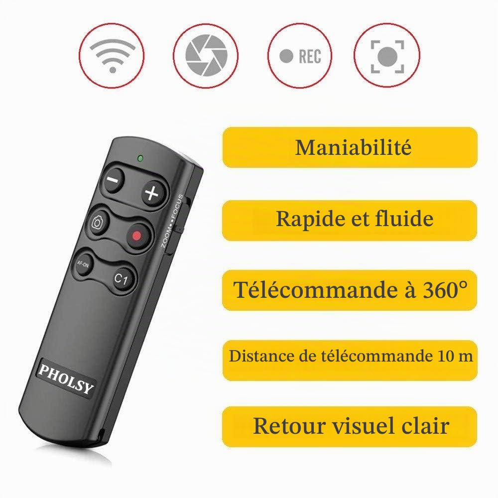 PHOLSY Caméra Télécommande sans Fil RMT-P1BT Bluetooth Compatible avec Sony | Compatible avec Sony a1, a7C, a6400, a6600, a6700, a7M3, a7M4, a7RM3, a7RM4, a7SM3, a9, a9M2, RX0M2, RX100M7, ZV-1, ZV-E10