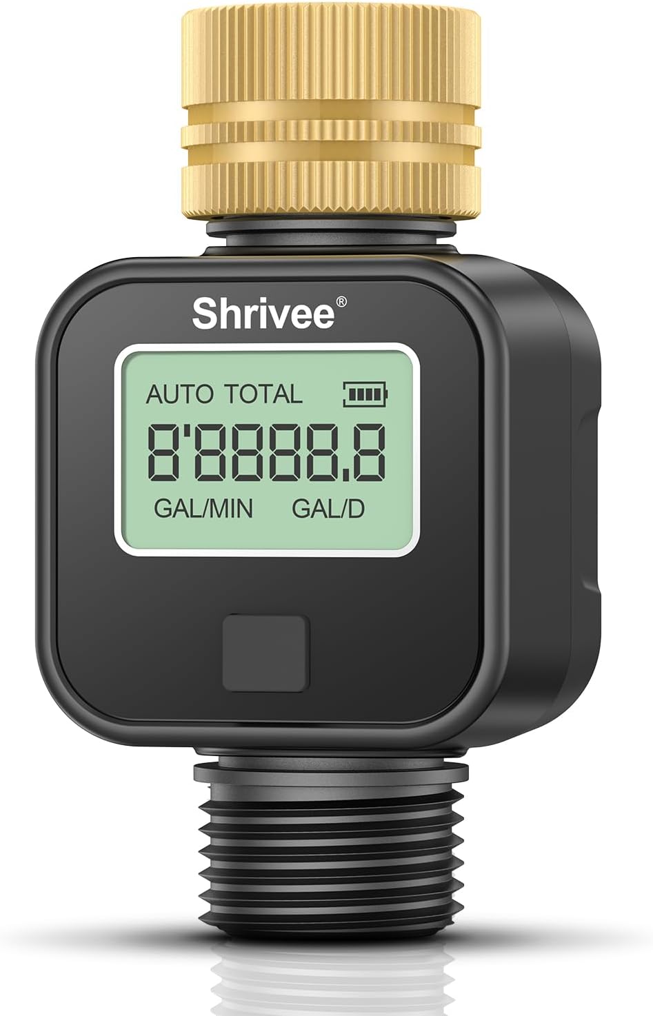 Water Flow Meter with Brass Inlet for Hose Watering, Gal/L, Measure Water Usage & Flow Rate for RV Water Tank/Nozzle Sprayer/Garden Sprinkler, Indoor Outdoor Use