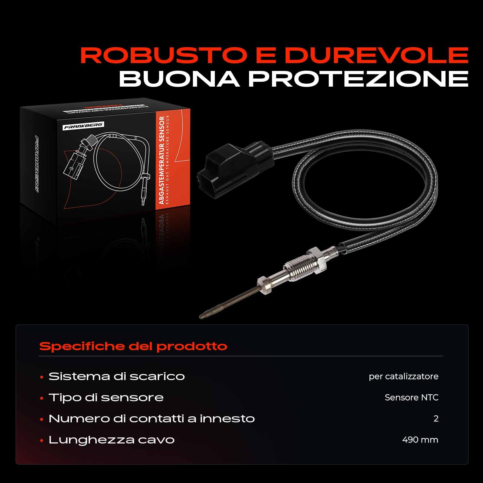 Frankberg Sensore temperatura gas di scarico Compatibile Focus III Turnier Tourneo Connect C-Max II
