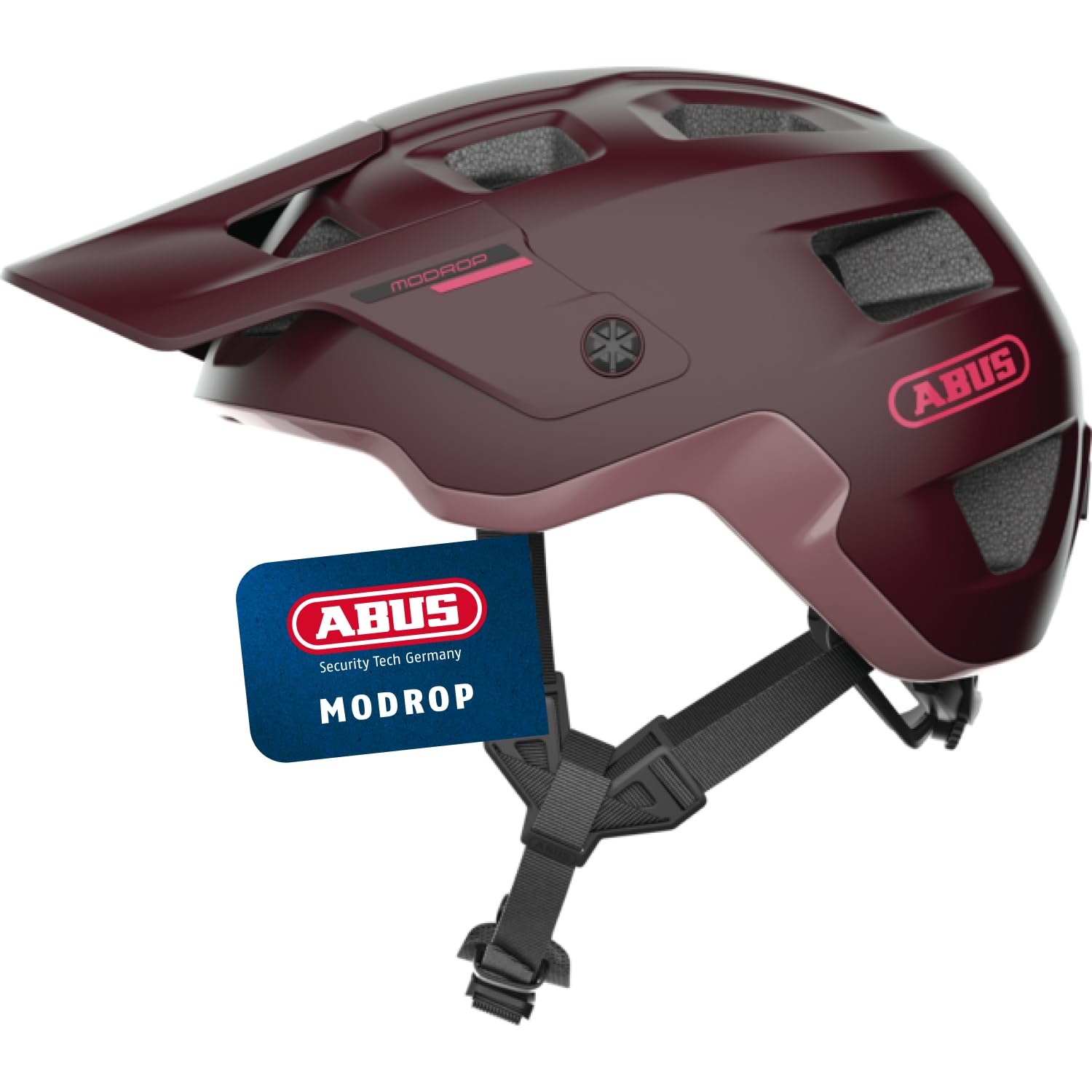 ABUS MTB-Helm MoDrop - robuster Fahrradhelm mit guter Belüftung für Mountainbiker - individuelle Passform - Unisex - Dunkelrot, Größe M