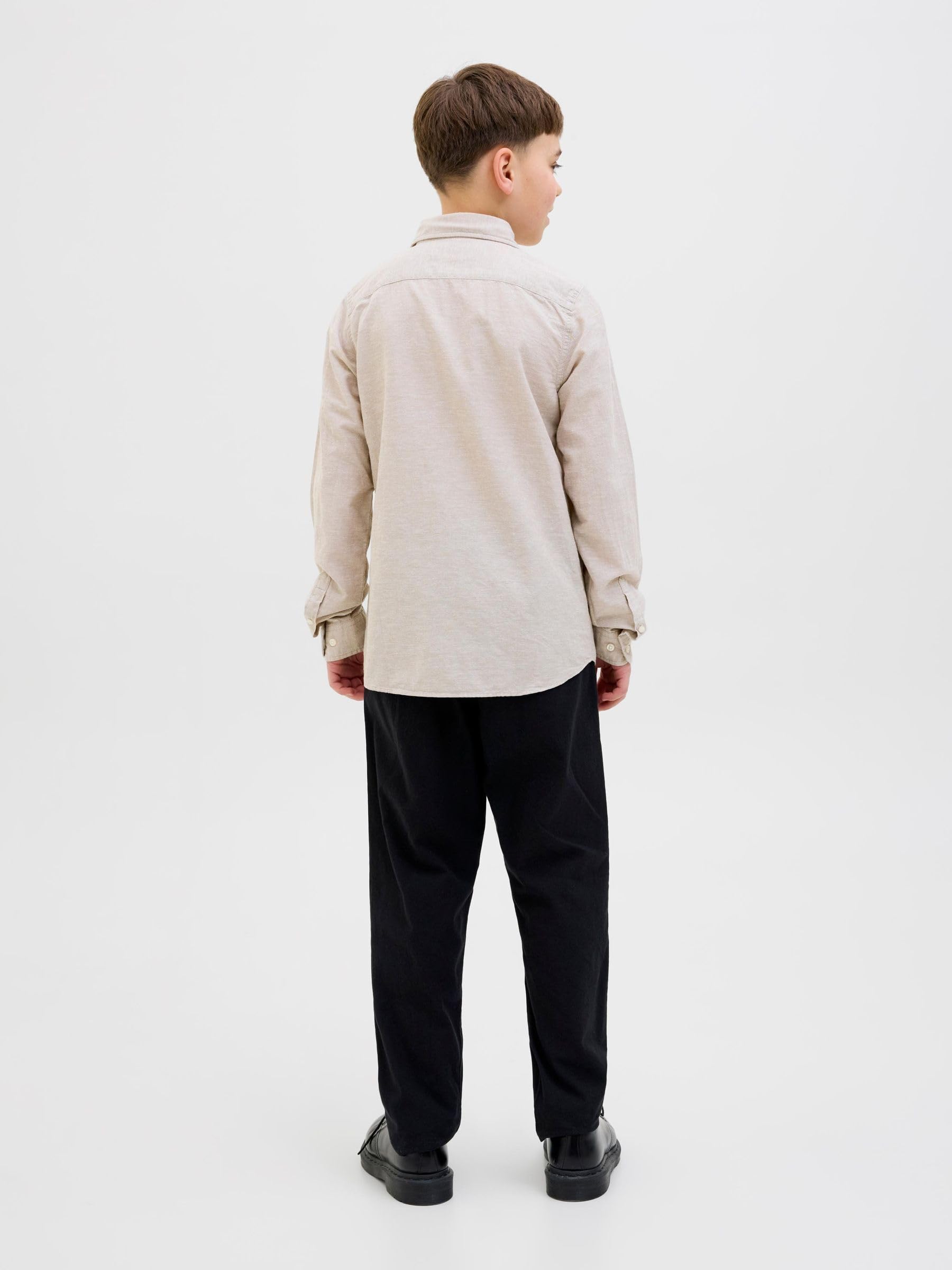 JACK&JONES JUNIOR Chłopięca koszulka Jjebreeze Ls Sn Jnr koszula z długim rękawem, biały, 164