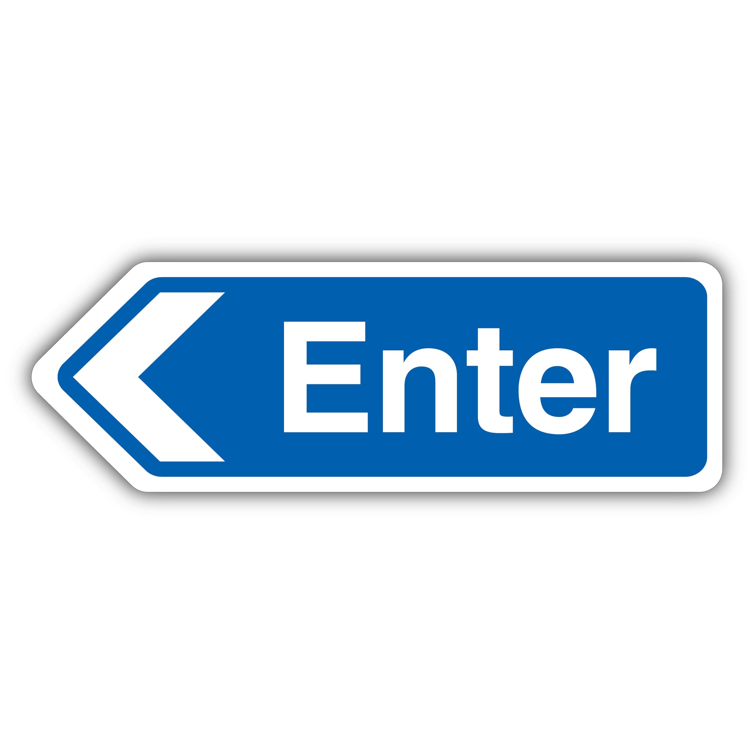 V Safety Enter Arrow Left - Shaped Sign 300 x 100 mm - Glow In The Dark 1mm Rigid Plastic