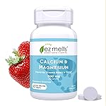 EZ Melts Calcium & Magnesium - Daily Supplement for Heart, Bone, Immune & Brain Health - with Vitamin D3 - Non-GMO & Vegan - Strawberry Smoothie - 60 Dissolvable Tablets (30 Servings)