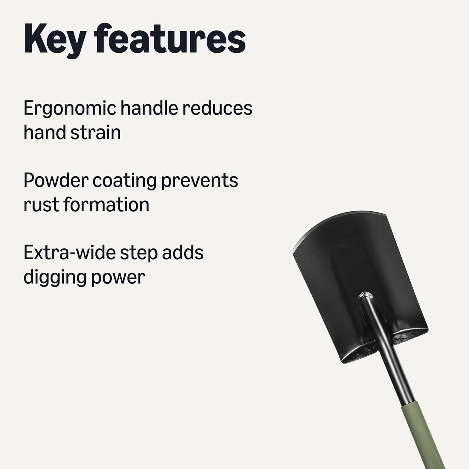 Amazon Basics – Gardening Shovel, Flat Spade, 47in, Steel, Black, Olive