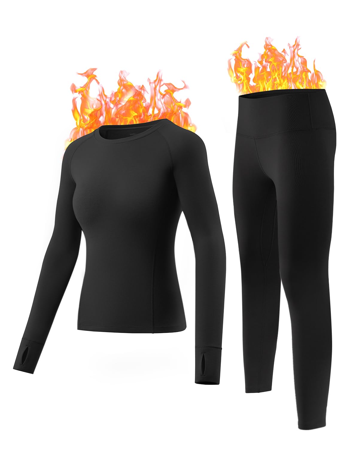 Ensemble de sous-vêtements Thermiques pour Femme avec Couche de Base doublée en Polaire pour Temps Froid