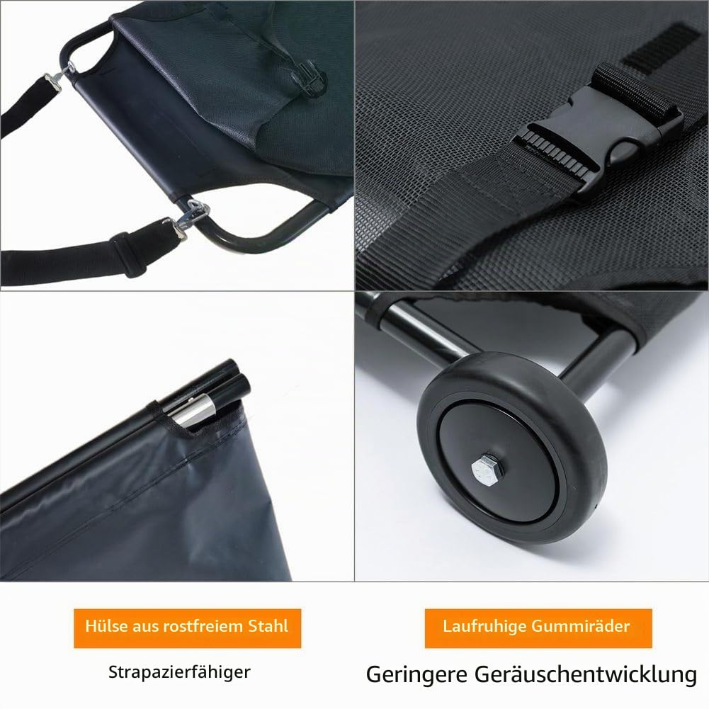 Trage für große Hunde 250lbs 122x66cm Hundetrage mit leisen Rädern Notfall Hundekarre Tierarzt Rettungstrage für Haustiere