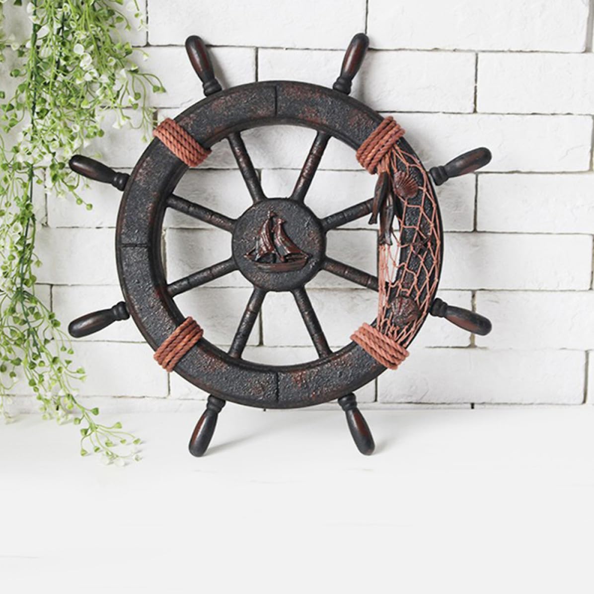Wall Adornment, Wooden Wall Ornament, Timone in Legno, 2 Pezzi, stile, per bar e decorazione casa