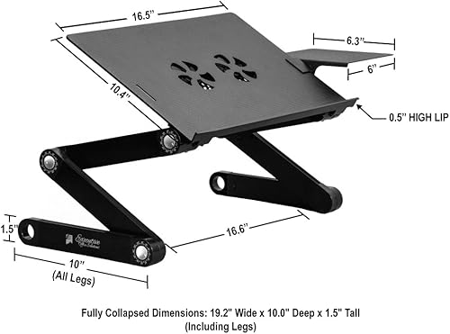 Miniatura 7 de Executive Office Solutions - Escritoriomesasoporte de aluminio ajustable y portátil con ventilación por USB y soporte lateral para mouse para