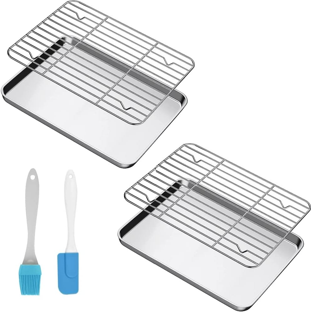 Corsehild Griddle with Rack Set [2 Sheet O2 Rack], Stainless Steel