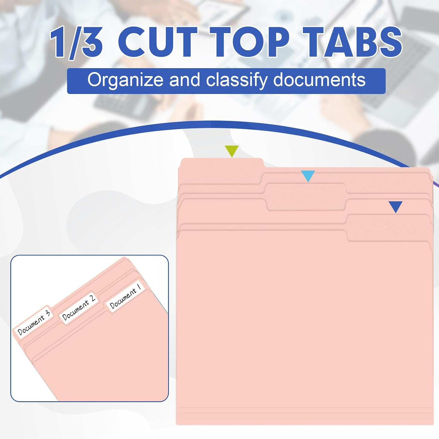 File Folder, HERKKA 120 Pack 1/3 Cut Tab File Folders, File Folders Great for Organizing and Filing, Letter Size, Pink