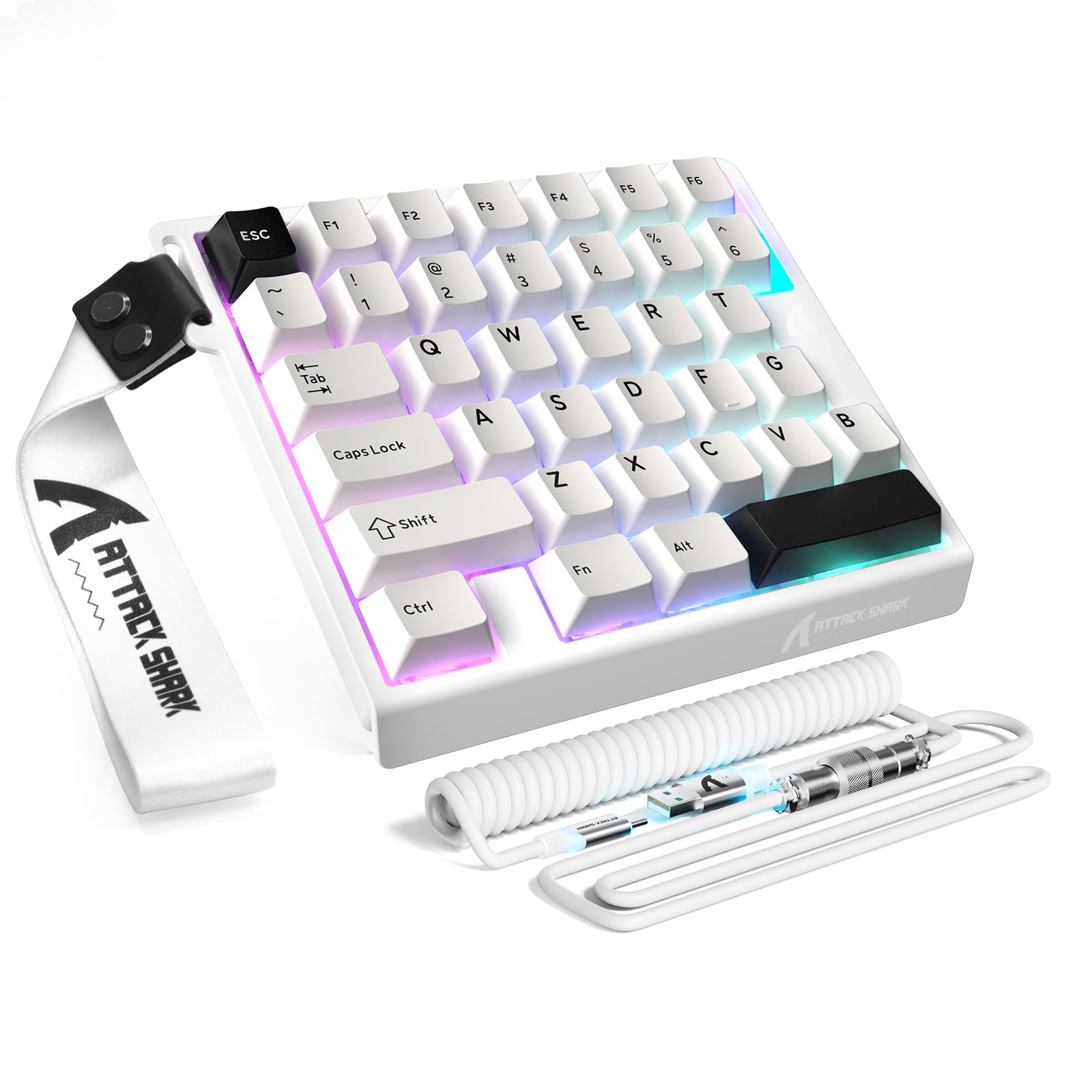 ATTACK SHARK M36 HE Einhand-Magnetschalter-Tastatur, 8000 Hz Polling, Hot-Swap-fähig, hohe Präzision 0,01 mm, 36 Tasten, kabelgebundene Tastatur mit RGB-Hintergrundbeleuchtung, C01 Ultra LED Aviator