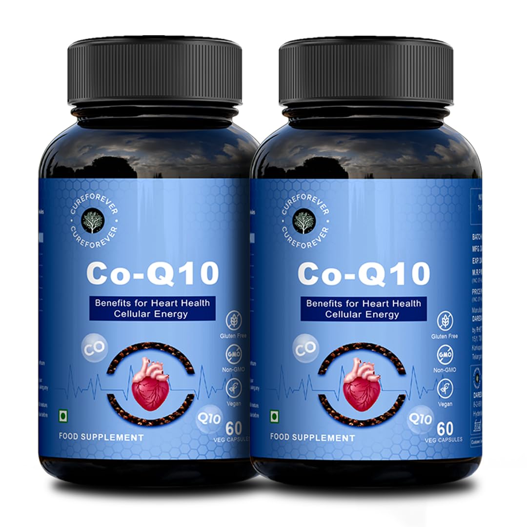 CUREFOREVER Coenzyme Q10 (CoQ10) | 400mg Supplement with BioPerine 10mg | Supports Heart Health and Vascular Health, Healthy Ageing, Cellular Energy Support, Antioxidant Formula – 120 Capsules